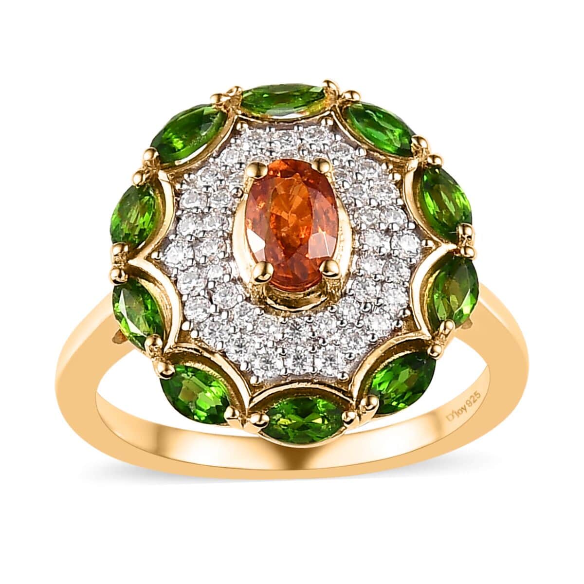 Premium Nigerian Spessartite Garnet and Multi Gemstone Ring in Vermeil Yellow Gold Over Sterling Silver (Size 7.0) 2.00 ctw image number 0