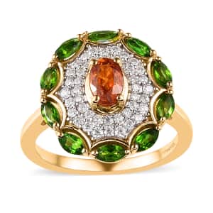 Premium Nigerian Spessartite Garnet and Multi Gemstone Ring in Vermeil Yellow Gold Over Sterling Silver (Size 7.0) 2.00 ctw