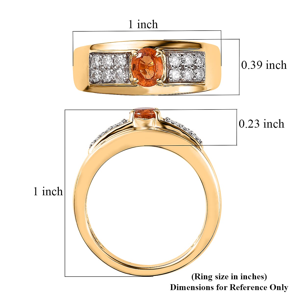 Premium Nigerian Spessartite Garnet and Moissanite Men's Ring in Vermeil Yellow Gold Over Sterling Silver 1.30 ctw image number 5