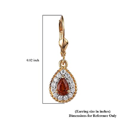 Premium Nigerian Spessartite Garnet and Moissanite Dangling Earrings in Vermeil YG Over Sterling Silver 1.75 ctw