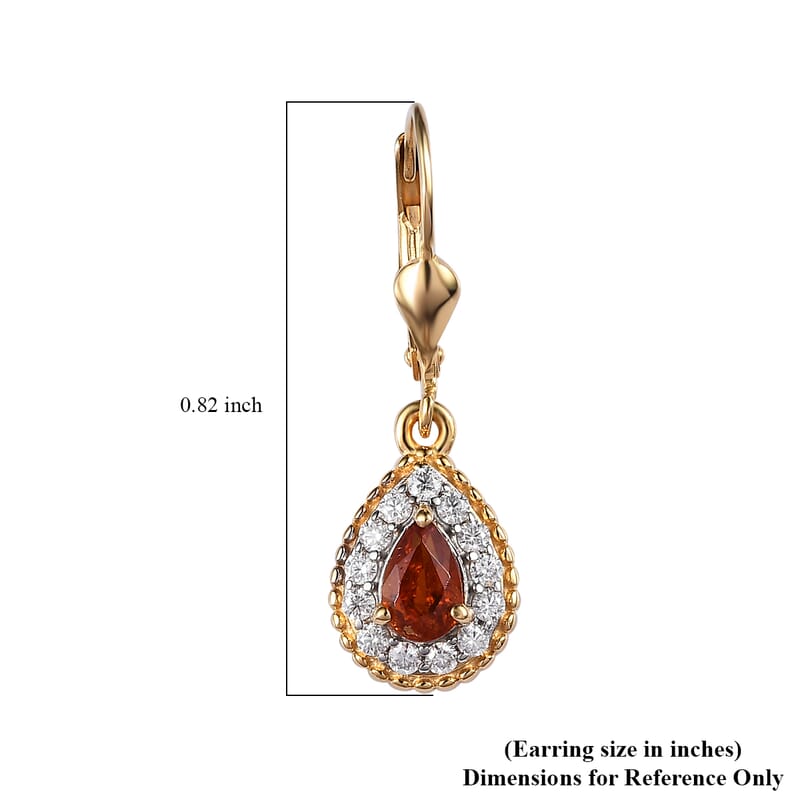 Premium Nigerian Spessartite Garnet and Moissanite Dangling Earrings in Vermeil YG Over Sterling Silver 1.75 ctw