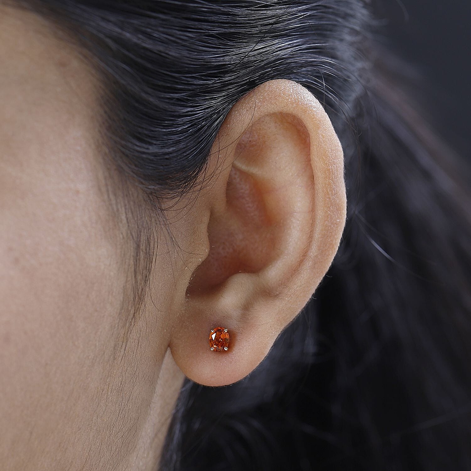 Luxoro 10K Yellow Gold AAA Nigerian Spessartite Garnet Solitaire Stud Earrings 1.25 ctw