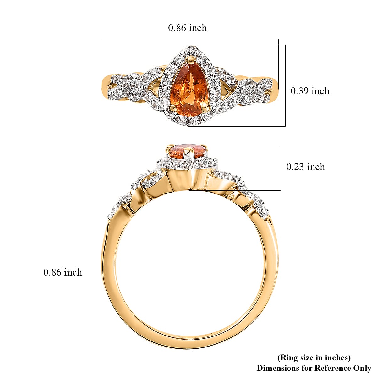 Premium Nigerian Spessartite Garnet and White Zircon Halo Ring in Vermeil Yellow Gold Over Sterling Silver (Size 10.0) 1.00 ctw