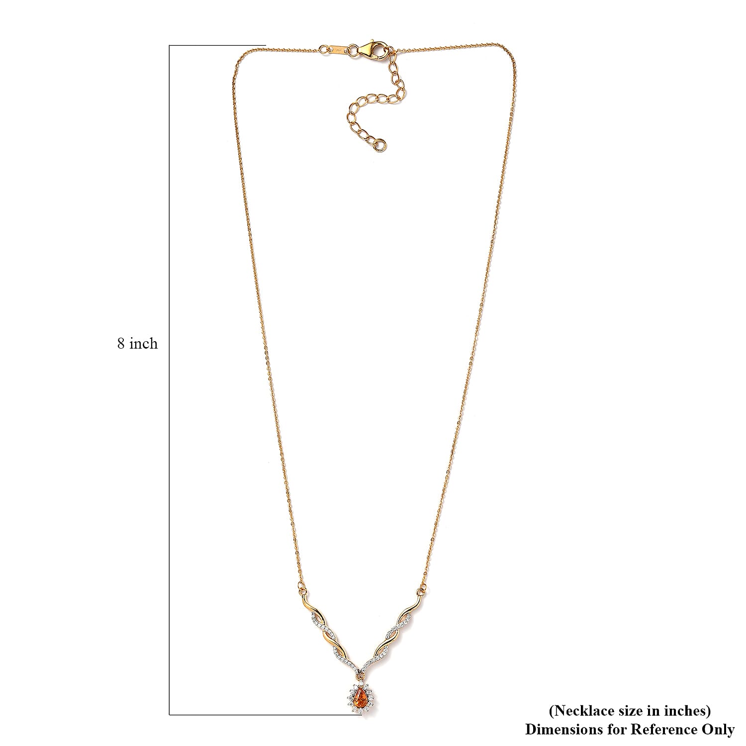 Premium Nigerian Spessartite Garnet and Moissanite 0.85 ctw Sunburst Necklace 18 Inches in Vermeil Yellow Gold Over Sterling Silver