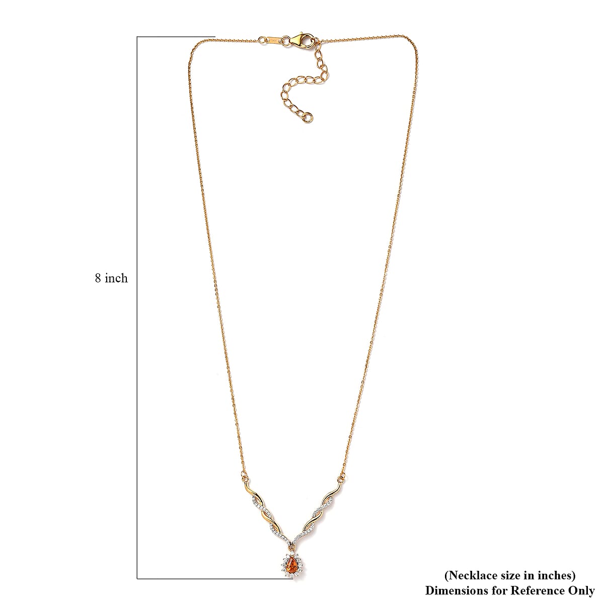 Premium Nigerian Spessartite Garnet and Moissanite 0.85 ctw Sunburst Necklace 18 Inches in Vermeil Yellow Gold Over Sterling Silver image number 5