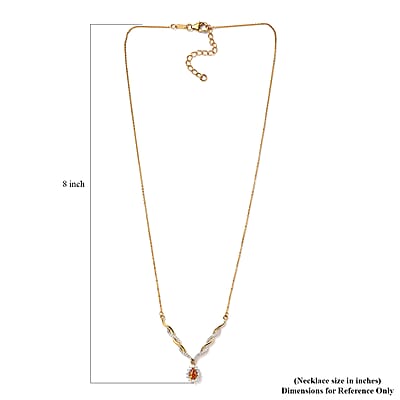 Premium Nigerian Spessartite Garnet and Moissanite 0.85 ctw Sunburst Necklace 18 Inches in Vermeil Yellow Gold Over Sterling Silver