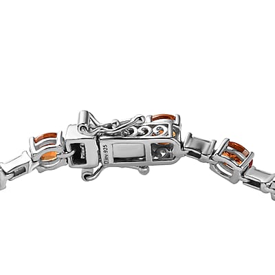 Premium Nigerian Spessartite Garnet and Moissanite Bracelet in Platinum Over Sterling Silver (7.25 In) 12.20 ctw
