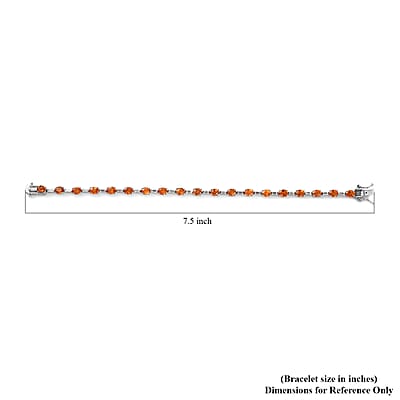 Premium Nigerian Spessartite Garnet and Moissanite Bracelet in Platinum Over Sterling Silver (7.25 In) 12.20 ctw
