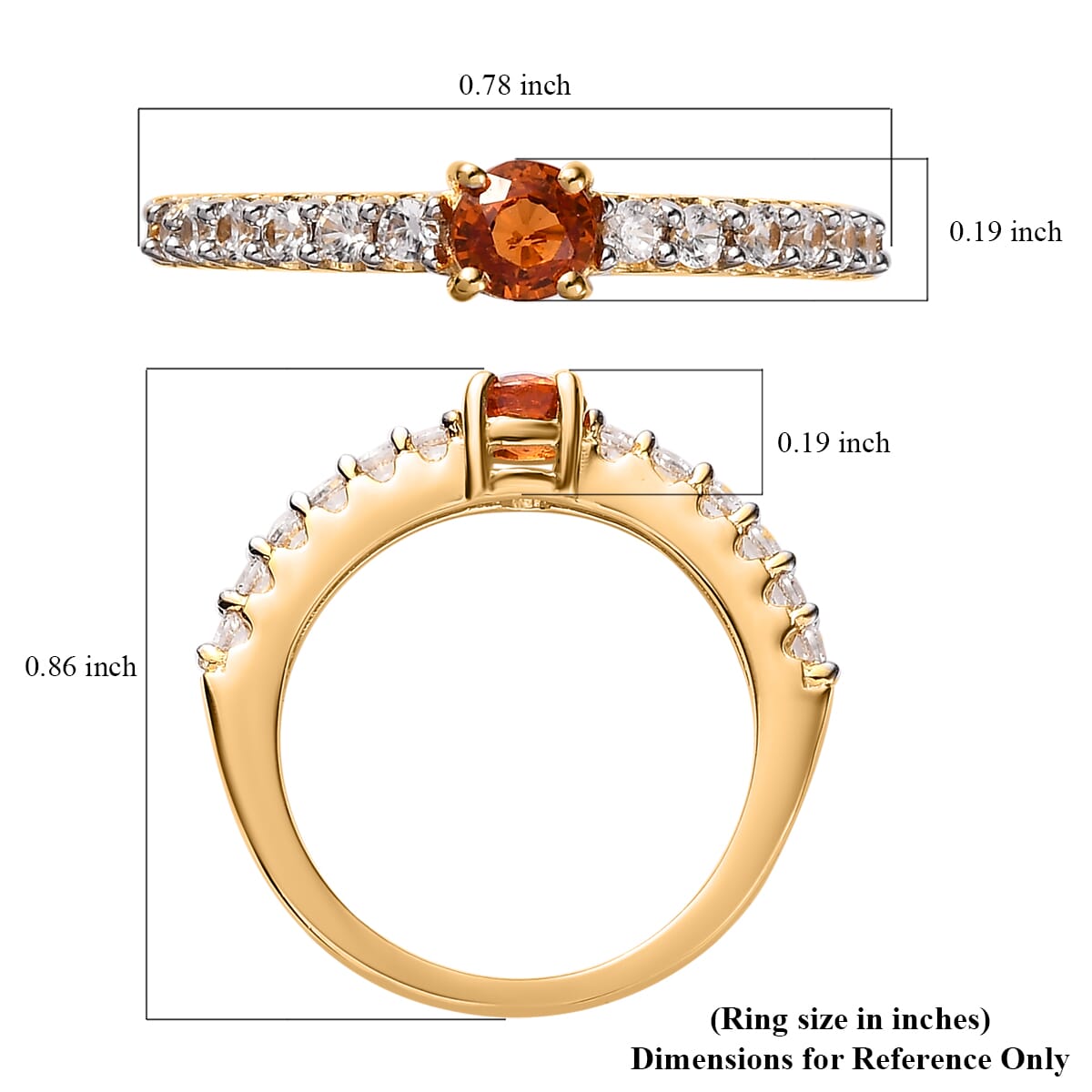 Premium Nigerian Spessartite Garnet and White Zircon Ring in Vermeil Yellow Gold Over Sterling Silver 0.75 ctw image number 5