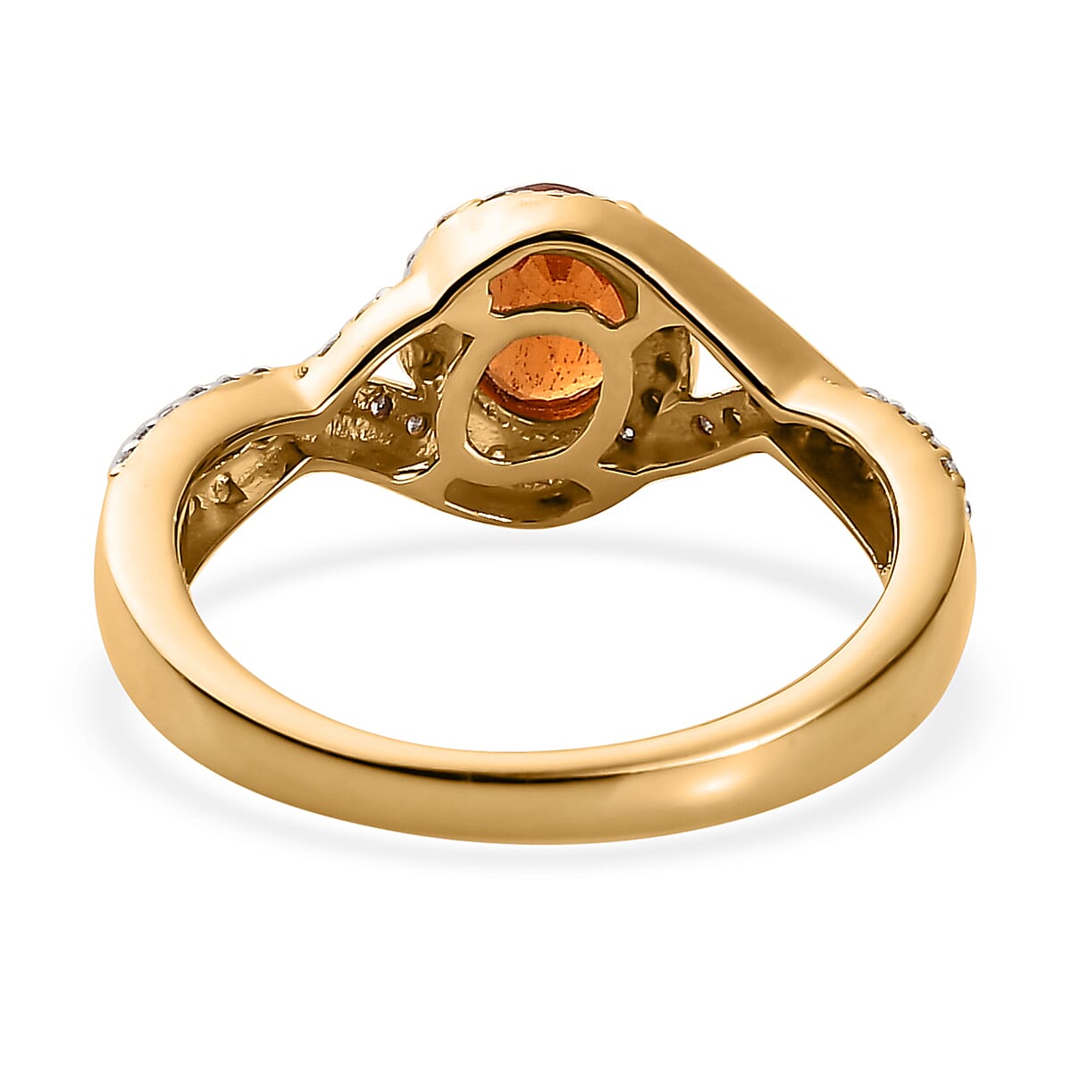 Premium Nigerian Spessartite Garnet and Moissanite Infinity Halo Ring in Vermeil Yellow Gold Over Sterling Silver 1.15 ctw image number 4