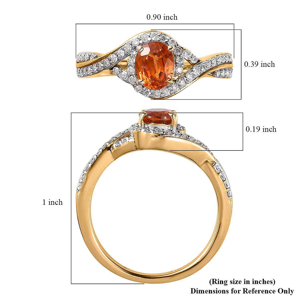 Premium Nigerian Spessartite Garnet and Moissanite Infinity Halo Ring in Vermeil Yellow Gold Over Sterling Silver 1.15 ctw image number 5