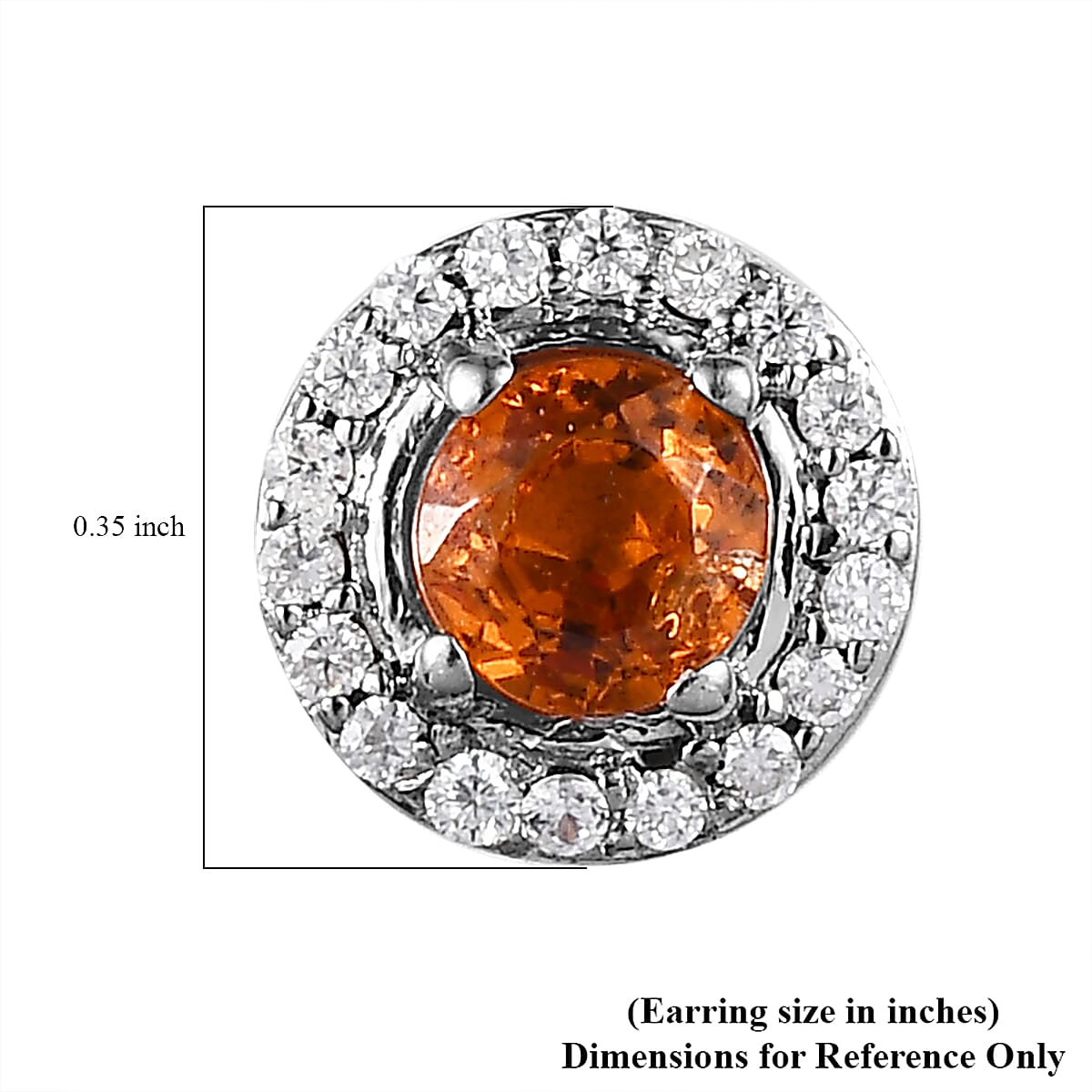 Premium Nigerian Spessartite Garnet and Moissanite Sunburst Stud Earrings in Platinum Over Sterling Silver 1.25 ctw image number 4