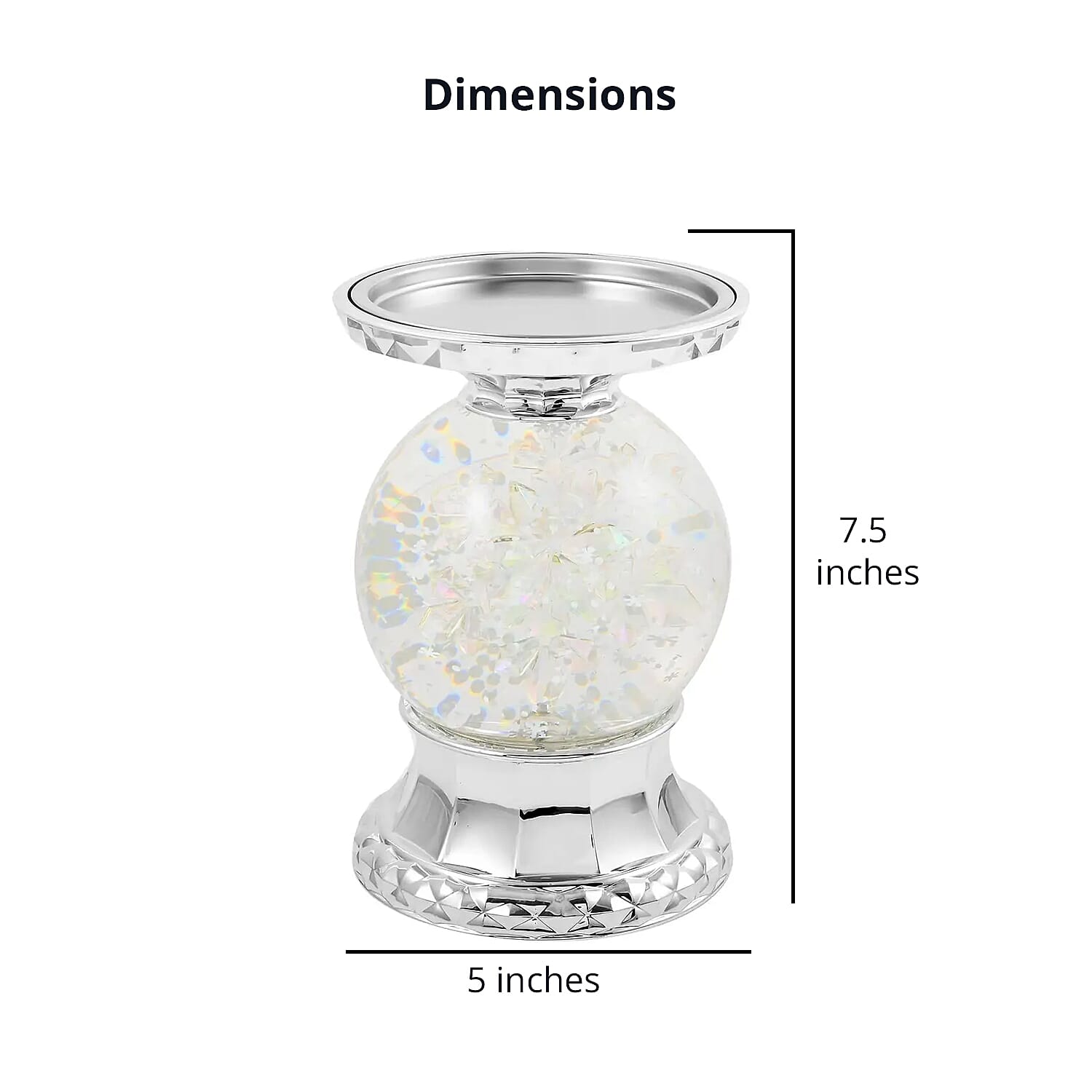 Closeout Snowflake Water Globe Candle Holder, Decorative Glass Candle Holder, Home Decor