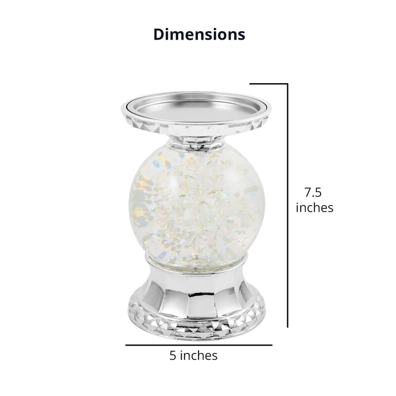Closeout Snowflake Water Globe Candle Holder, Decorative Glass Candle Holder, Home Decor