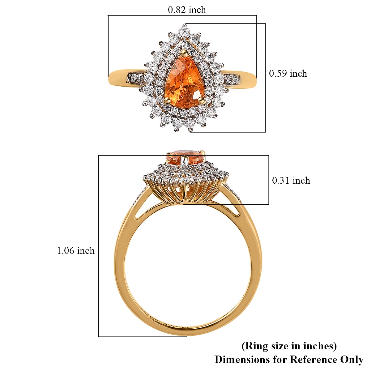 Premium Nigerian Spessartite Garnet and Moissanite Double Halo Ring in Vermeil Yellow Gold Over Sterling Silver (Size 10.0) 1.35 ctw