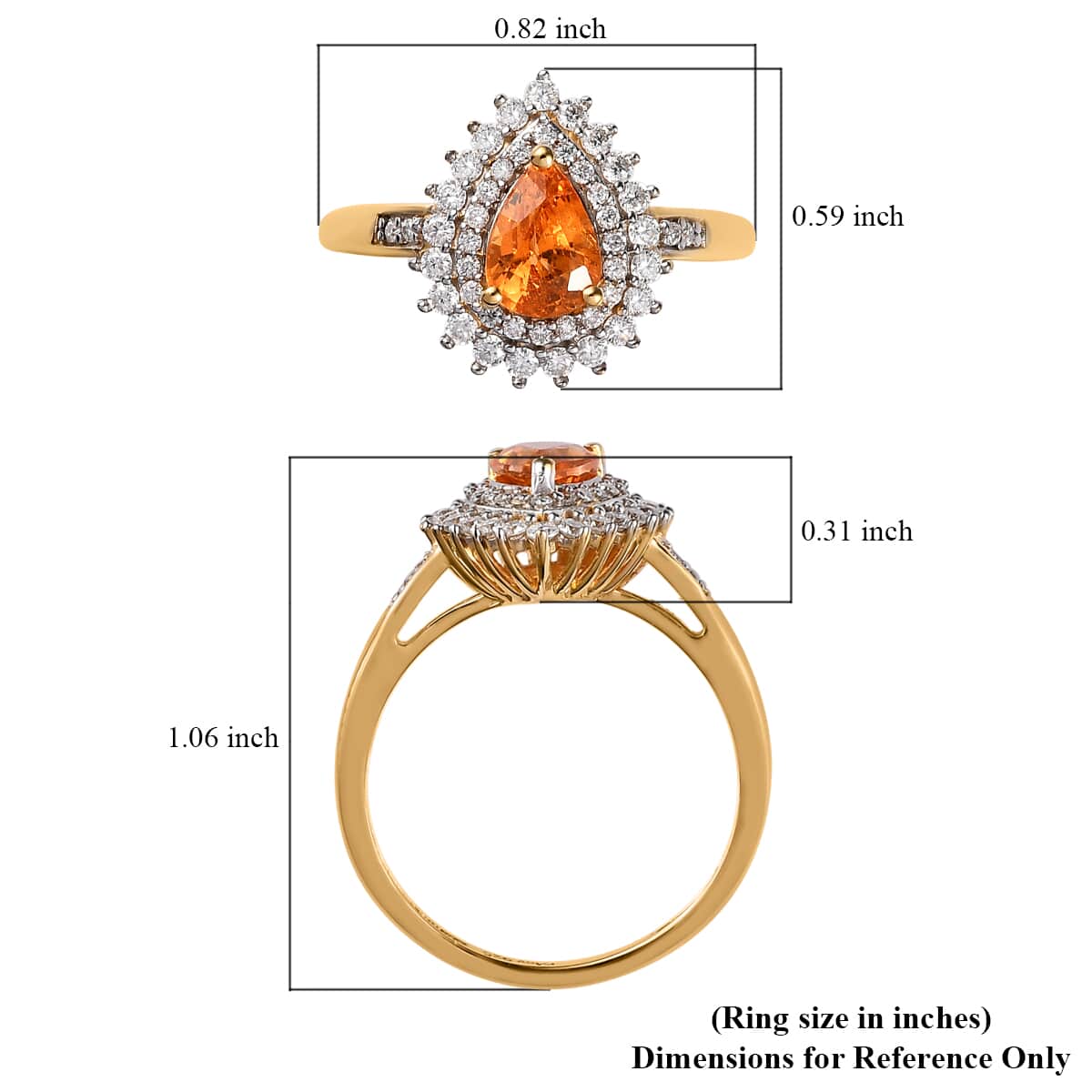 Premium Nigerian Spessartite Garnet and Moissanite Double Halo Ring in Vermeil Yellow Gold Over Sterling Silver 1.35 ctw image number 5