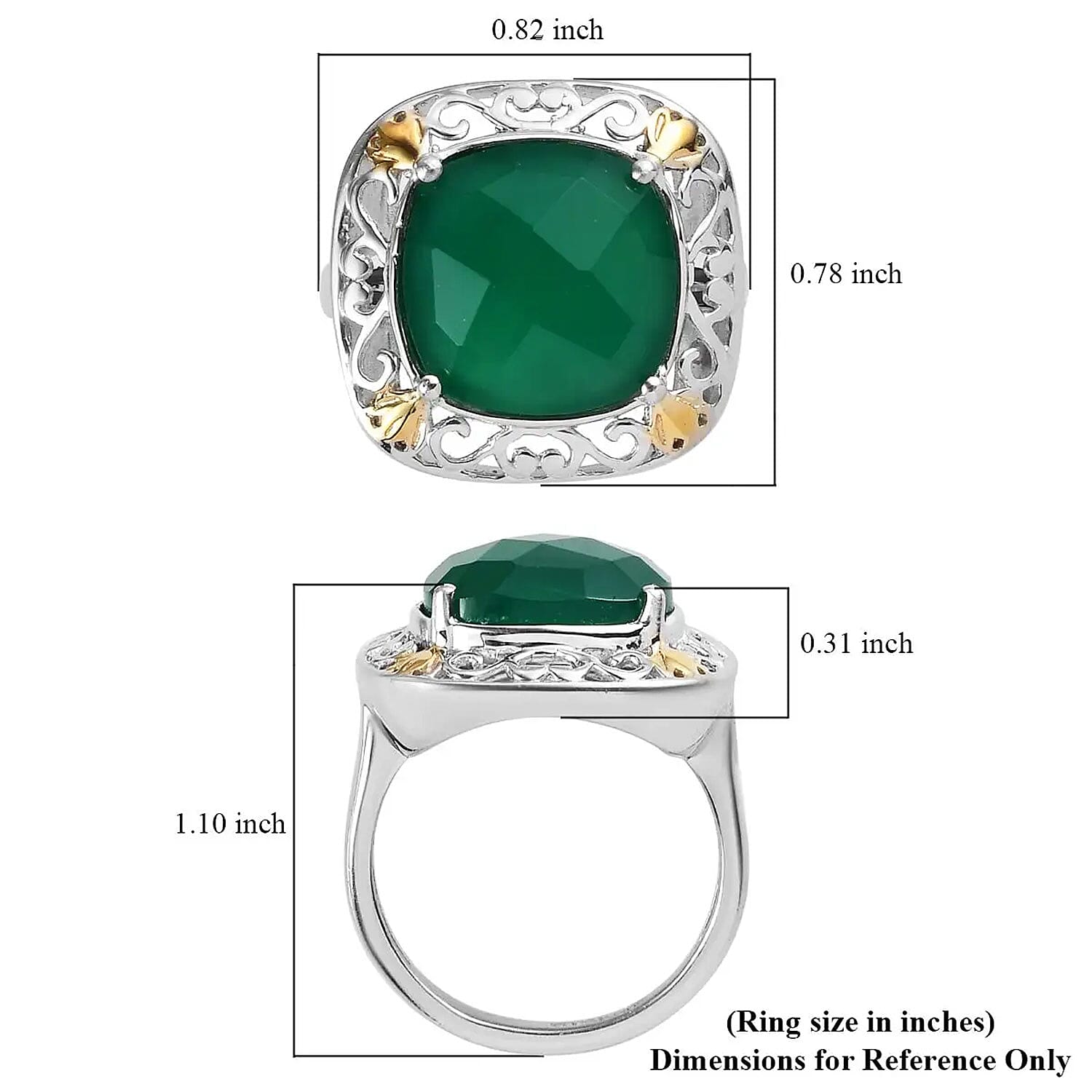 Karis Green Onyx Solitaire Ring in 18K YG Plated and Platinum Bond 6.00 ctw