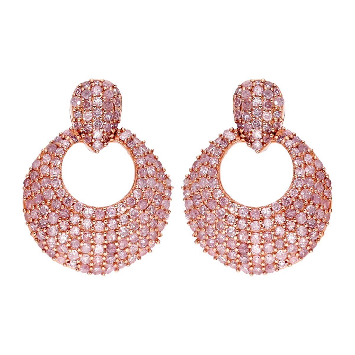 Natural Pink Diamond Earrings in Vermeil Rose Gold Over Sterling Silver 1.00 ctw image number 0