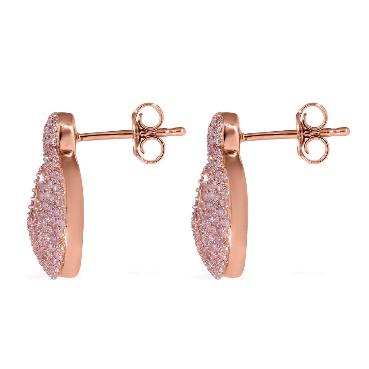 Natural Pink Diamond Earrings in Vermeil Rose Gold Over Sterling Silver 1.00 ctw image number 1