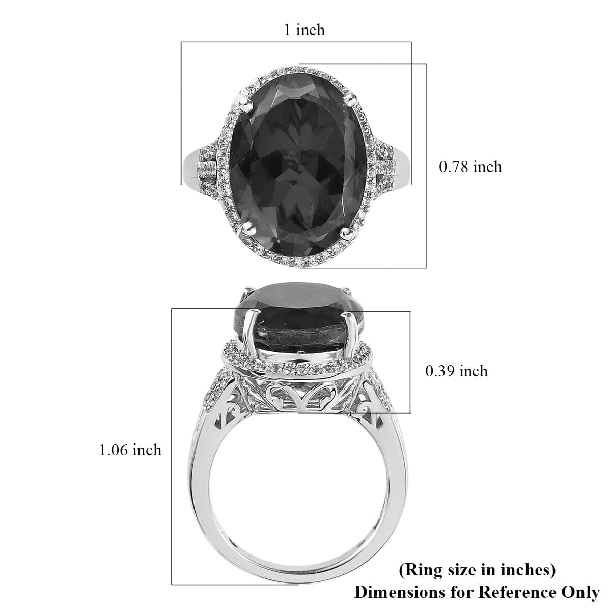 Volcanic Quartz (Triplet) White Zircon Ring in Platinum Over Sterling Silver (Size 8.0) 11.40 ctw image number 5