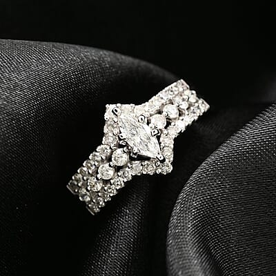 NY Closeout 14K White Gold G-H I2 Diamond Ring (Size 10.0) 7 Grams 0.75 ctw