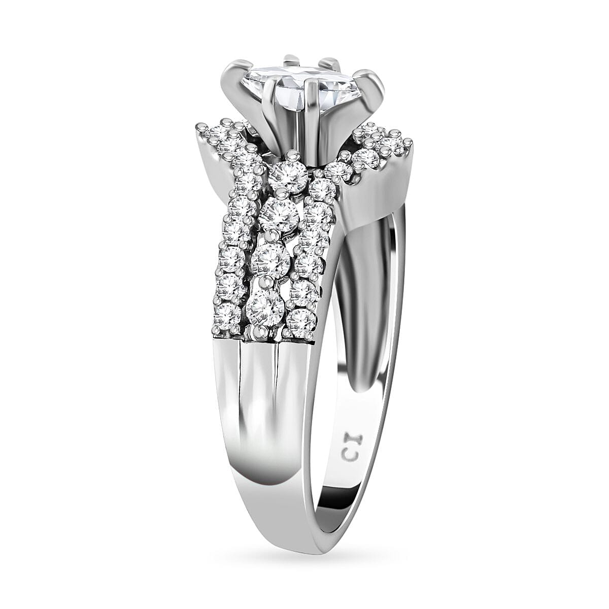 NY Closeout 14K White Gold G-H I2 Diamond Ring 7 Grams 0.75 ctw image number 3