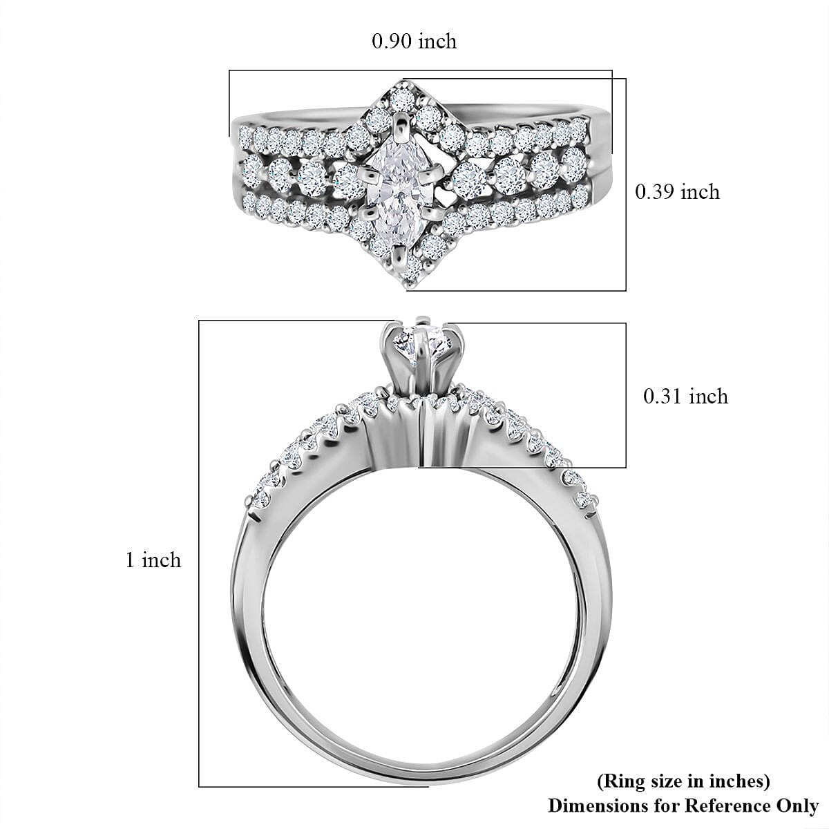 NY Closeout 14K White Gold G-H I2 Diamond Ring 7 Grams 0.75 ctw image number 4