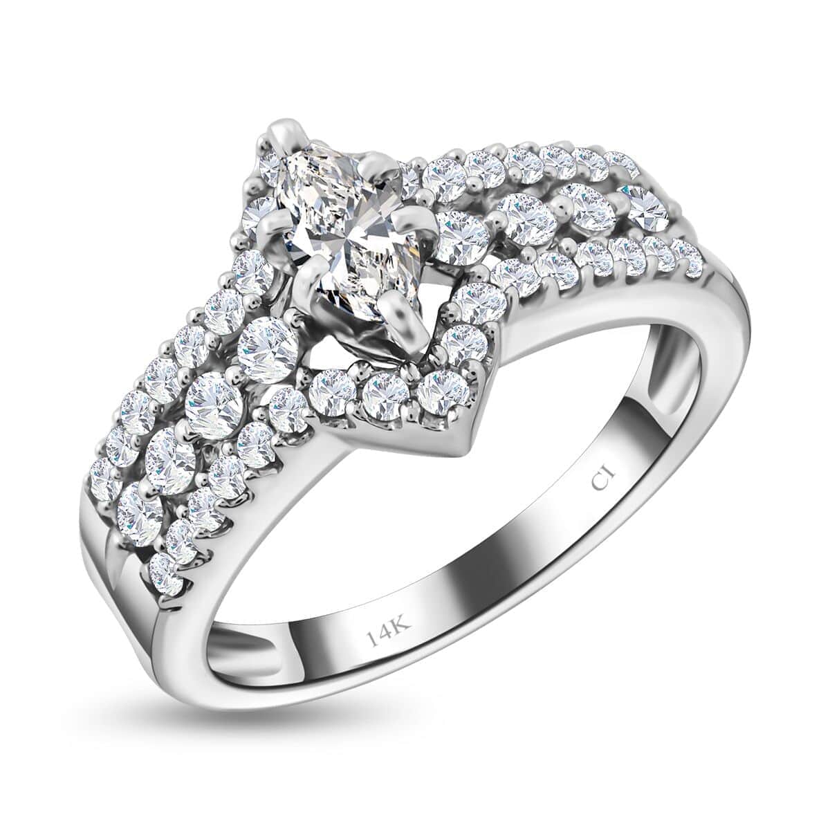 NY Closeout 14K White Gold G-H I2 Diamond Ring (Size 7.0) 7 Grams 0.75 ctw image number 0