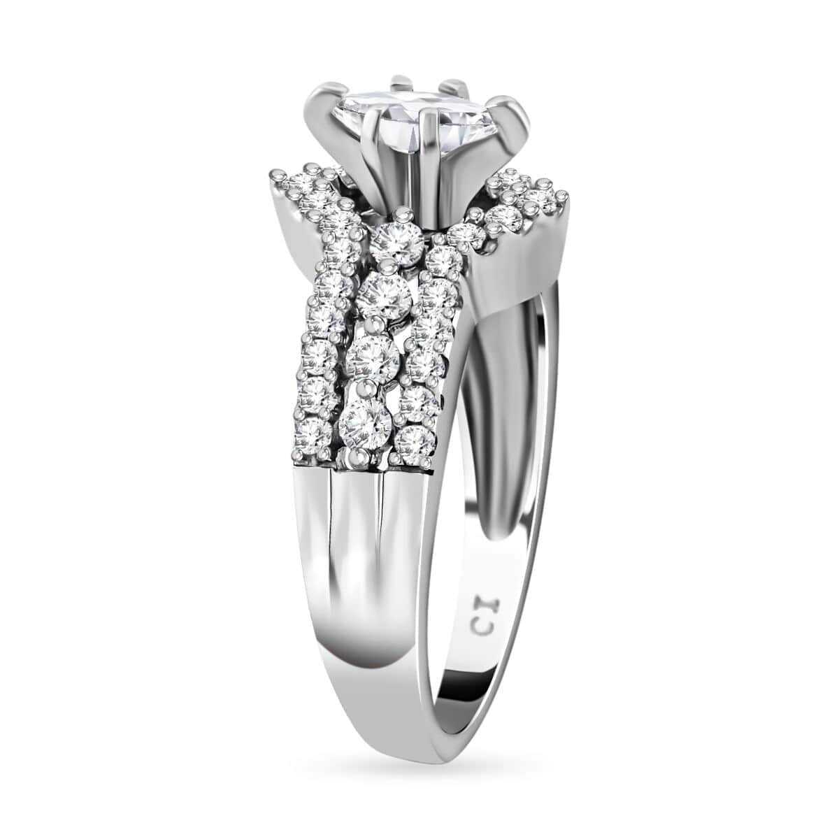 NY Closeout 14K White Gold G-H I2 Diamond Ring (Size 7.0) 7 Grams 0.75 ctw image number 3