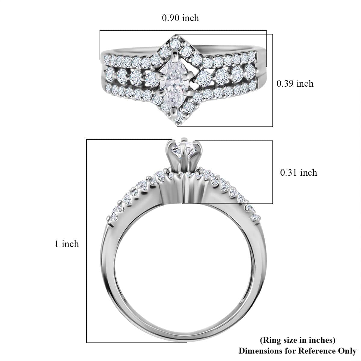 NY Closeout 14K White Gold G-H I2 Diamond Ring (Size 7.0) 7 Grams 0.75 ctw image number 4