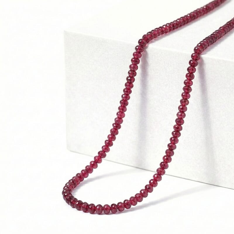Rhapsody Certified & Appraised AAAA Ouro Fino Rubellite 18 Inch Beaded Necklace in 950 Platinum 75.00 ctw, Rubellite Jewelry, Necklace Gift For Her