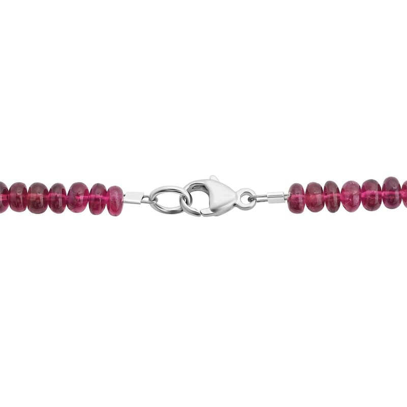 Rhapsody Certified & Appraised AAAA Ouro Fino Rubellite 18 Inch Beaded Necklace in 950 Platinum 75.00 ctw, Rubellite Jewelry, Necklace Gift For Her