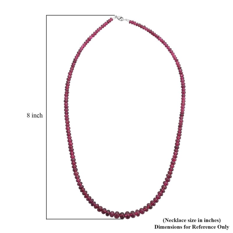 Rhapsody Certified & Appraised AAAA Ouro Fino Rubellite 18 Inch Beaded Necklace in 950 Platinum 75.00 ctw, Rubellite Jewelry, Necklace Gift For Her