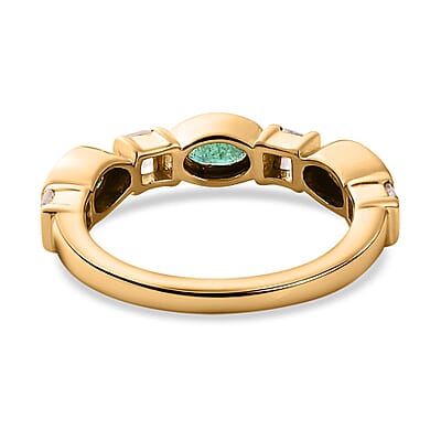 Kagem Zambian Emerald and White Zircon 1.10 ctw Ring