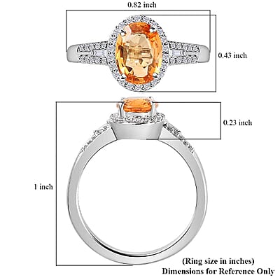 Luxoro Premium Natural Ceylon Orange Sapphire and G-H I2 Diamond 1.65 ctw Halo Ring in 10K White Gold (Size 10.0)