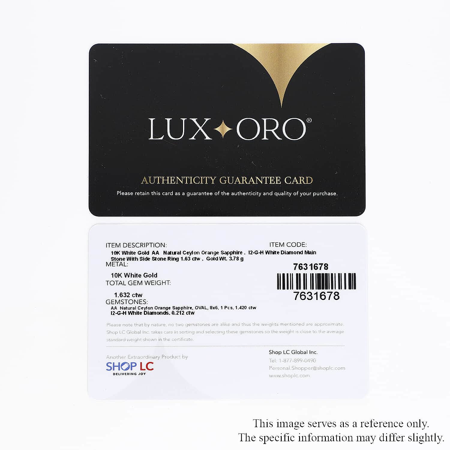 Luxoro Premium Natural Ceylon Orange Sapphire and G-H I2 Diamond 1.65 ctw Halo Ring in 10K White Gold (Size 10.0)