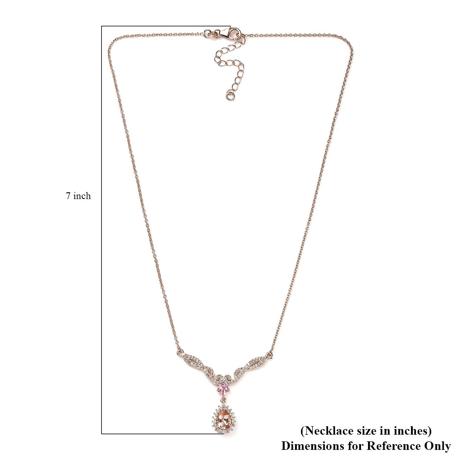 Premium Marropino Morganite and Multi Gemstone Necklace 18-20 Inches in Vermeil Rose Gold Over Sterling Silver 2.50 ctw