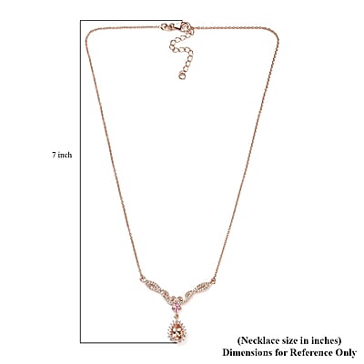 Premium Marropino Morganite and Multi Gemstone Necklace 18-20 Inches in Vermeil Rose Gold Over Sterling Silver 2.50 ctw
