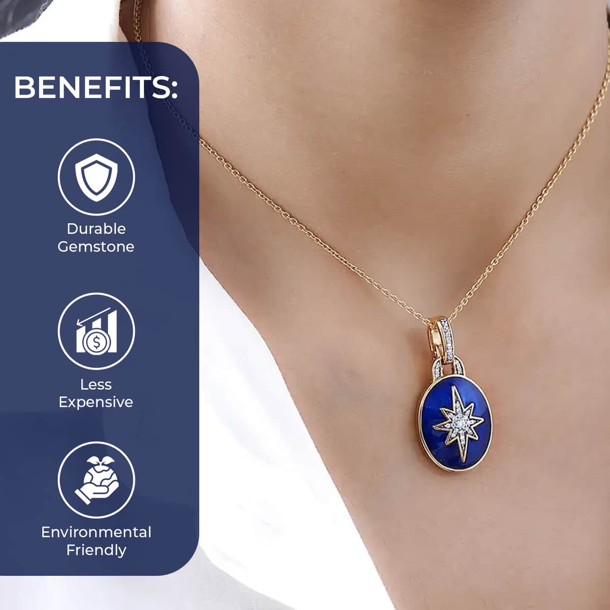 Star Enamel Necklace Gold Vermeil 