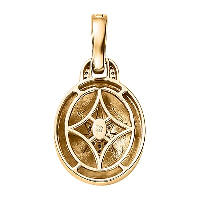 Moissanite Star Pendant, Enameled Pendant, Vermeil Yellow Gold Over Sterling Silver Pendant, Moissanite Pendant 0.20 ctw