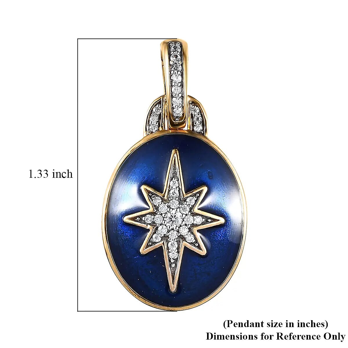 Moissanite Star Pendant, Enameled Pendant, Vermeil Yellow Gold Over Sterling Silver Pendant, Moissanite Pendant 0.20 ctw