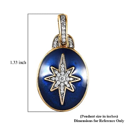 Moissanite Star Pendant, Enameled Pendant, Vermeil Yellow Gold Over Sterling Silver Pendant, Moissanite Pendant 0.20 ctw
