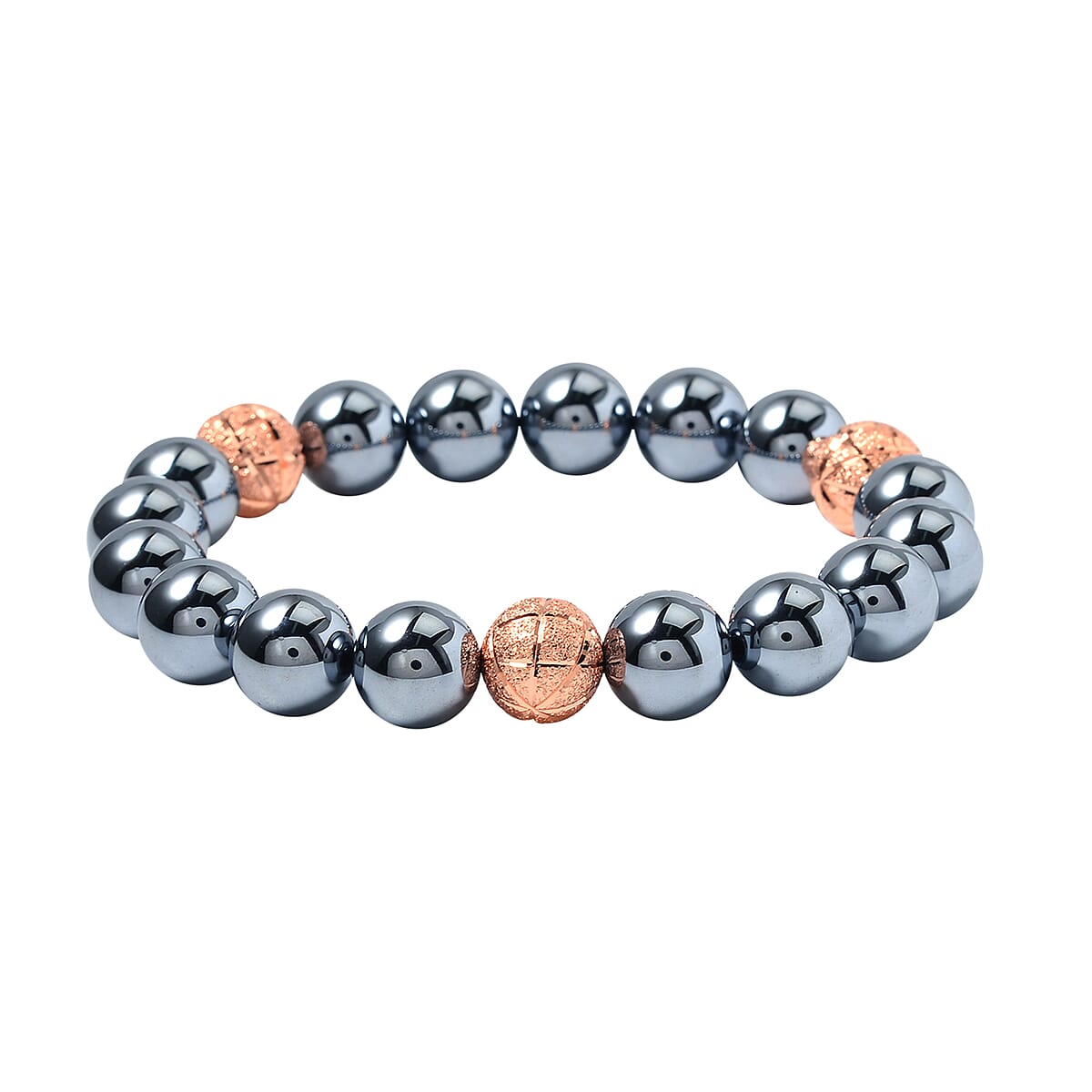 Terahertz Beaded Stretch Bracelet, Terahertz Bracelet, Beads Bracelet, Rosetone Bracelet 102.90 ctw image number 0