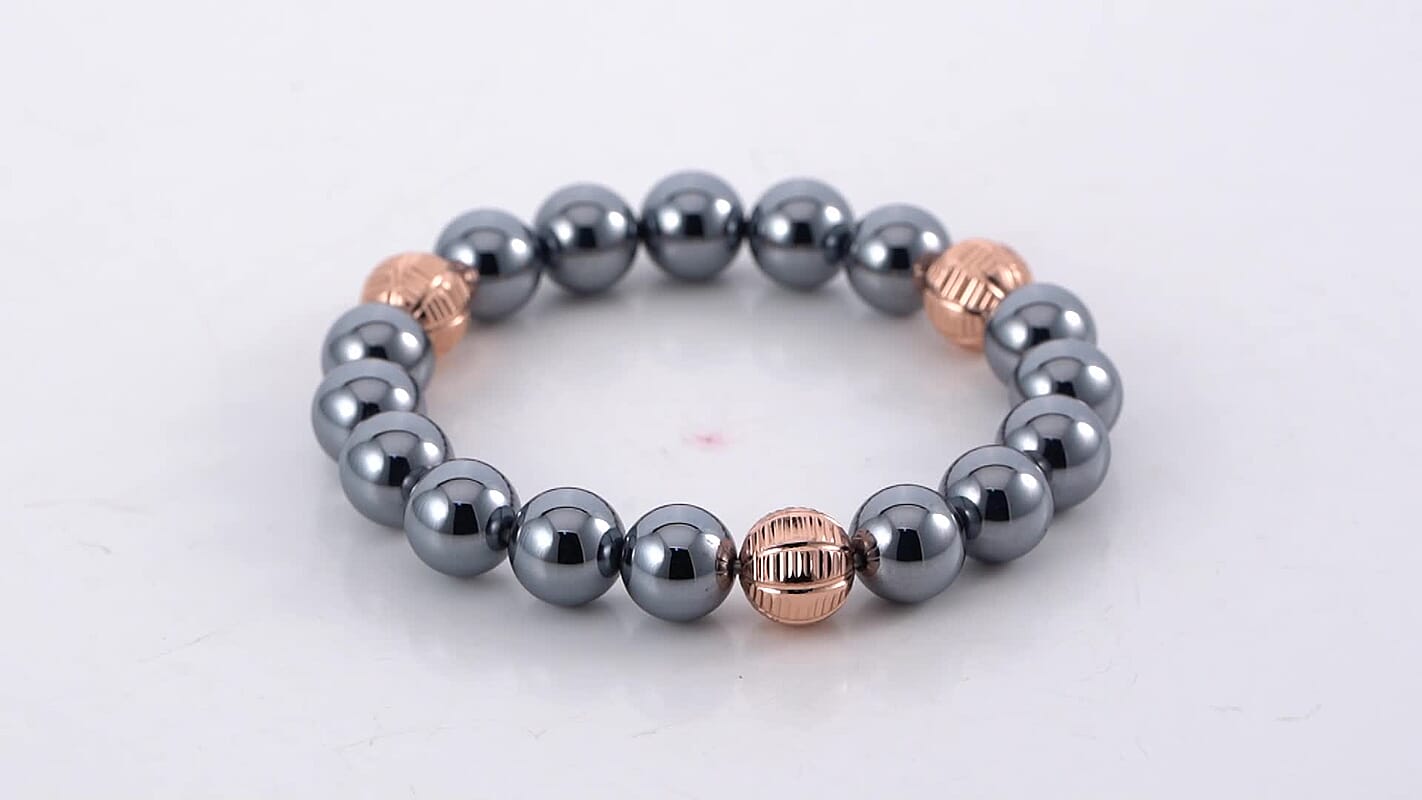 Terahertz 102.90 ctw Beaded Stretch Bracelet, Terahertz Bracelet, Beads Bracelet, Rosetone Bracelet
