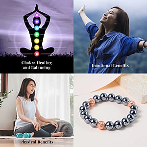 Terahertz 102.90 ctw Beaded Stretch Bracelet, Terahertz Bracelet, Beads Bracelet, Rosetone Bracelet