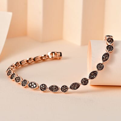 Natural Champagne Diamond 1.50 ctw Bracelet in Vermeil Rose Gold Over Sterling Silver (7.25 In)