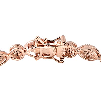 Natural Champagne Diamond 1.50 ctw Bracelet in Vermeil Rose Gold Over Sterling Silver (7.25 In)