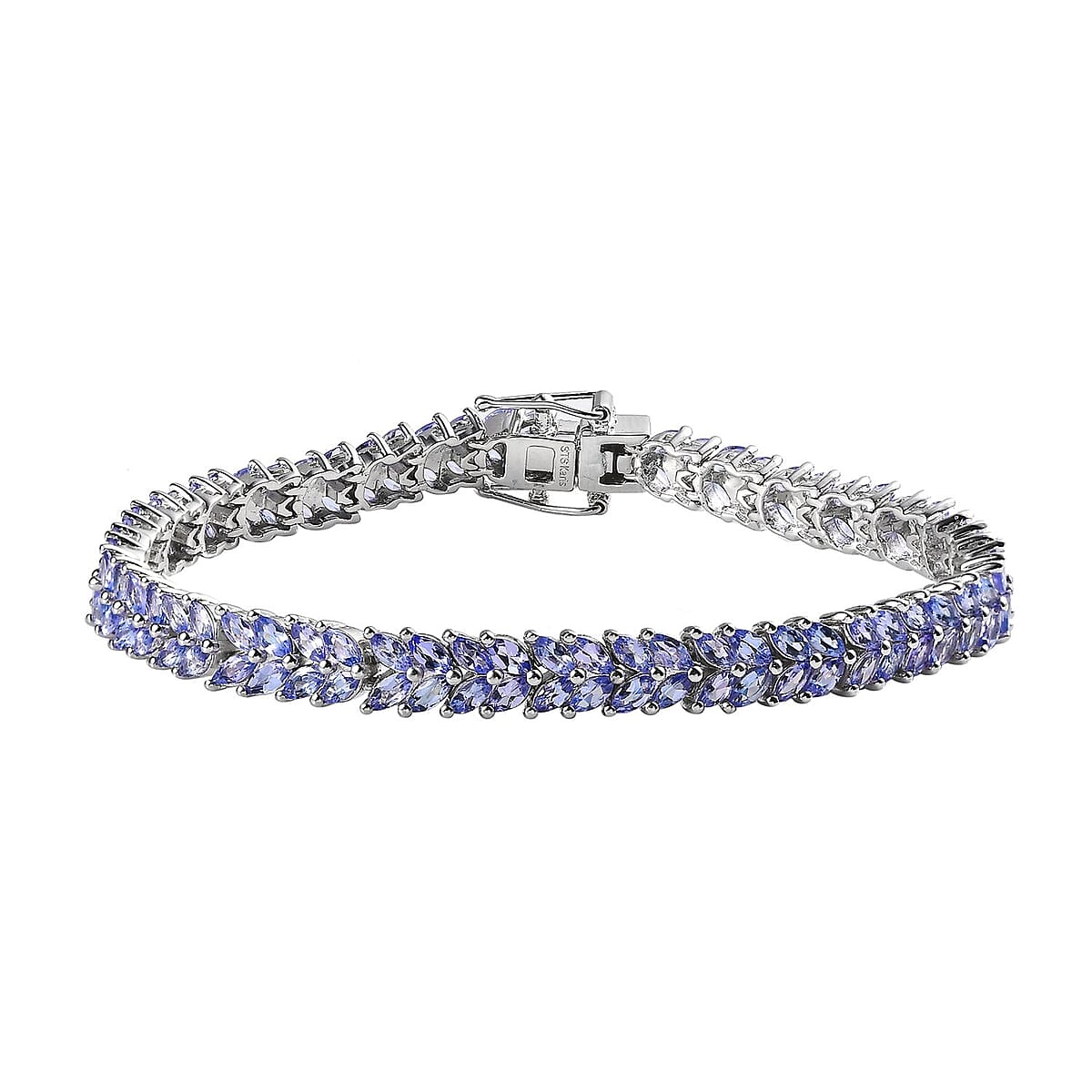 Doorbuster Karis Tanzanite 2 Row Bracelet in Platinum Bond (7.25 In) 9.00 ctw image number 0