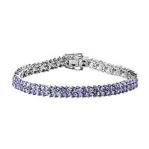 Karis Tanzanite 2 Row Bracelet in Platinum Bond (7.25 In) 9.60 ctw