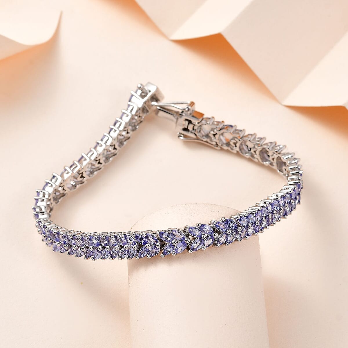 Doorbuster Karis Tanzanite 2 Row Bracelet in Platinum Bond (7.25 In) 9.00 ctw image number 1